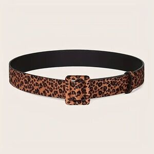 Plus Size Leopard Print Belt Faux Leather Decorative Wide Waistband